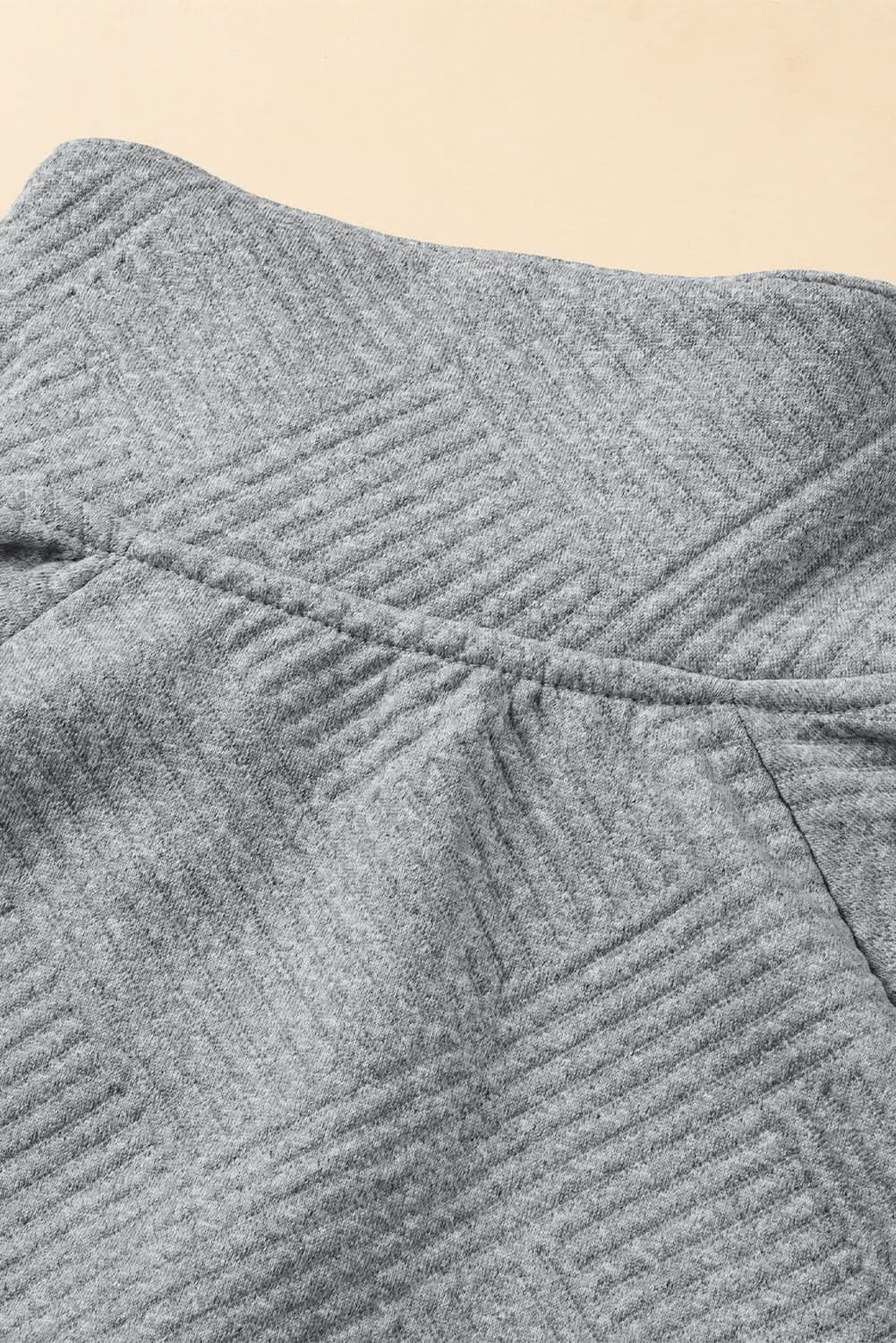 Light Grey Textured Snap Buttons Pullover Plus Size Sweatshirt - Love Salve